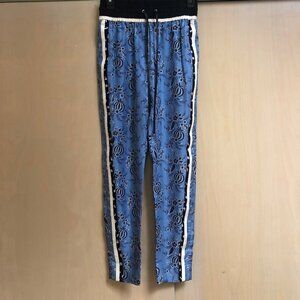 3.1 Phillip Lim Blue Floral Print Silk Pants with Side Stripe Detail Size 0